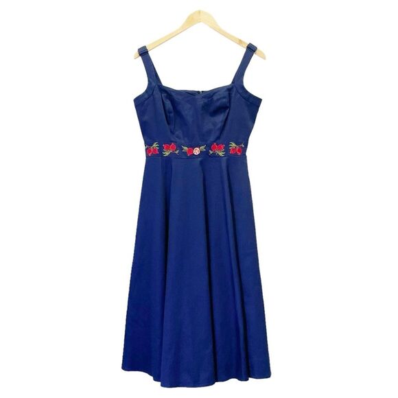 NWT ModCloth x Collectif Laureen Navy Red Pomegranate Swing Dress Size 8 Medium - Picture 2 of 15